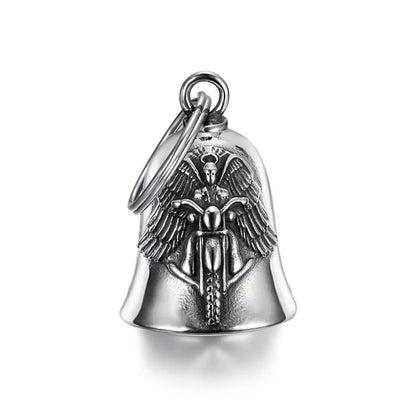 Fashion Angel Wings Motorcycle Bell Pendant Punk Rock Men's Riding Party Amulet Exorcism Jewelry