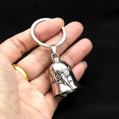 Fashion Angel Wings Motorcycle Bell Pendant Punk Rock Men's Riding Party Amulet Exorcism Jewelry