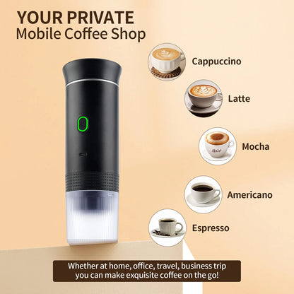 Portable Wireless Electric Espresso Coffee Machine For Travel &Car &Home Camping Coffee Maker 3-in-1 Capsule Powder Coffee Maker
