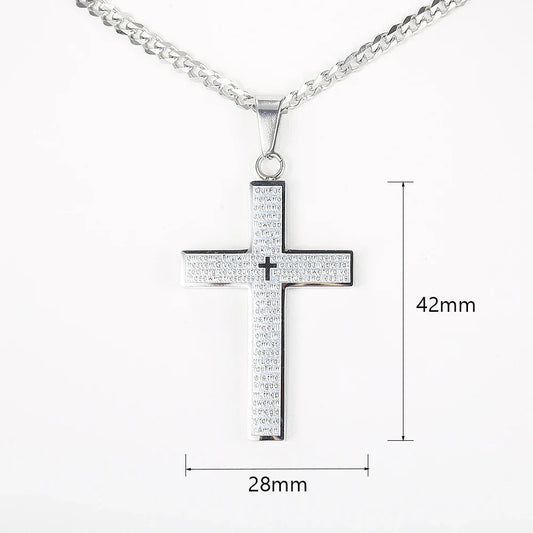 Cross Pendant Necklace for Men Women Jesus Christ Necklace Gold Black Silver Color Cuban Chain Religion Jewelry DKP684