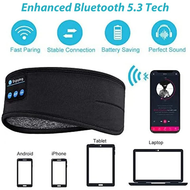 Xiaomi Bluetooth 5.3 Wireless Headset Sleep Aid Music Eye Masks Rechargeable Sports Headband Durable Nap Blackout Eyes Mask
