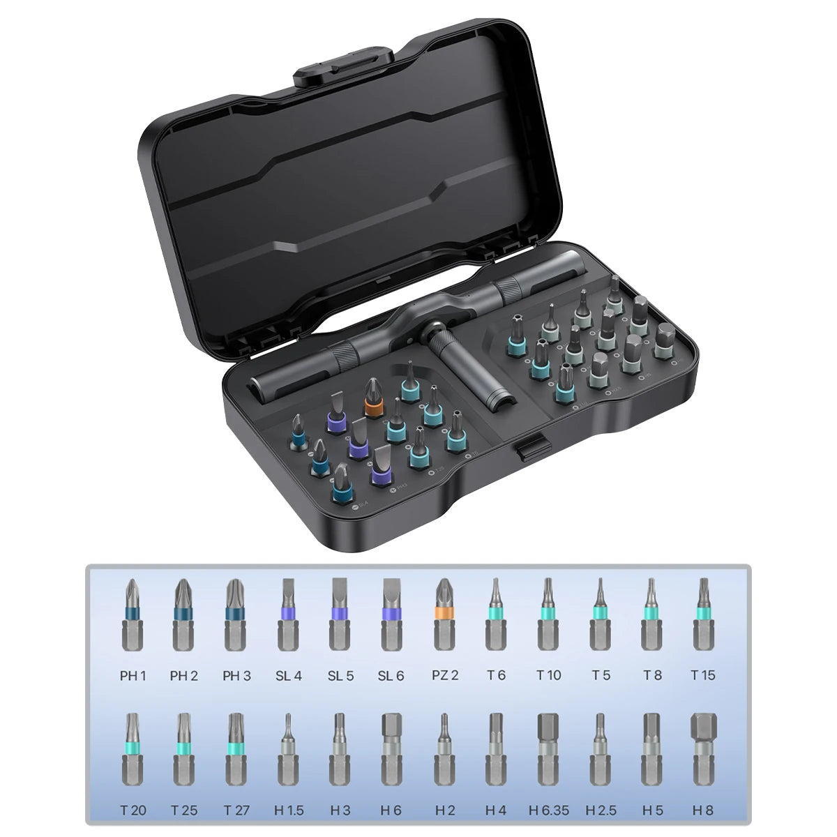 VMAN 24in1 Multifunction Ratchet Screwdriver Set Multi Magnetic Bits Mini Repair Tool Kit Household Tool For PC & Desk Etc.