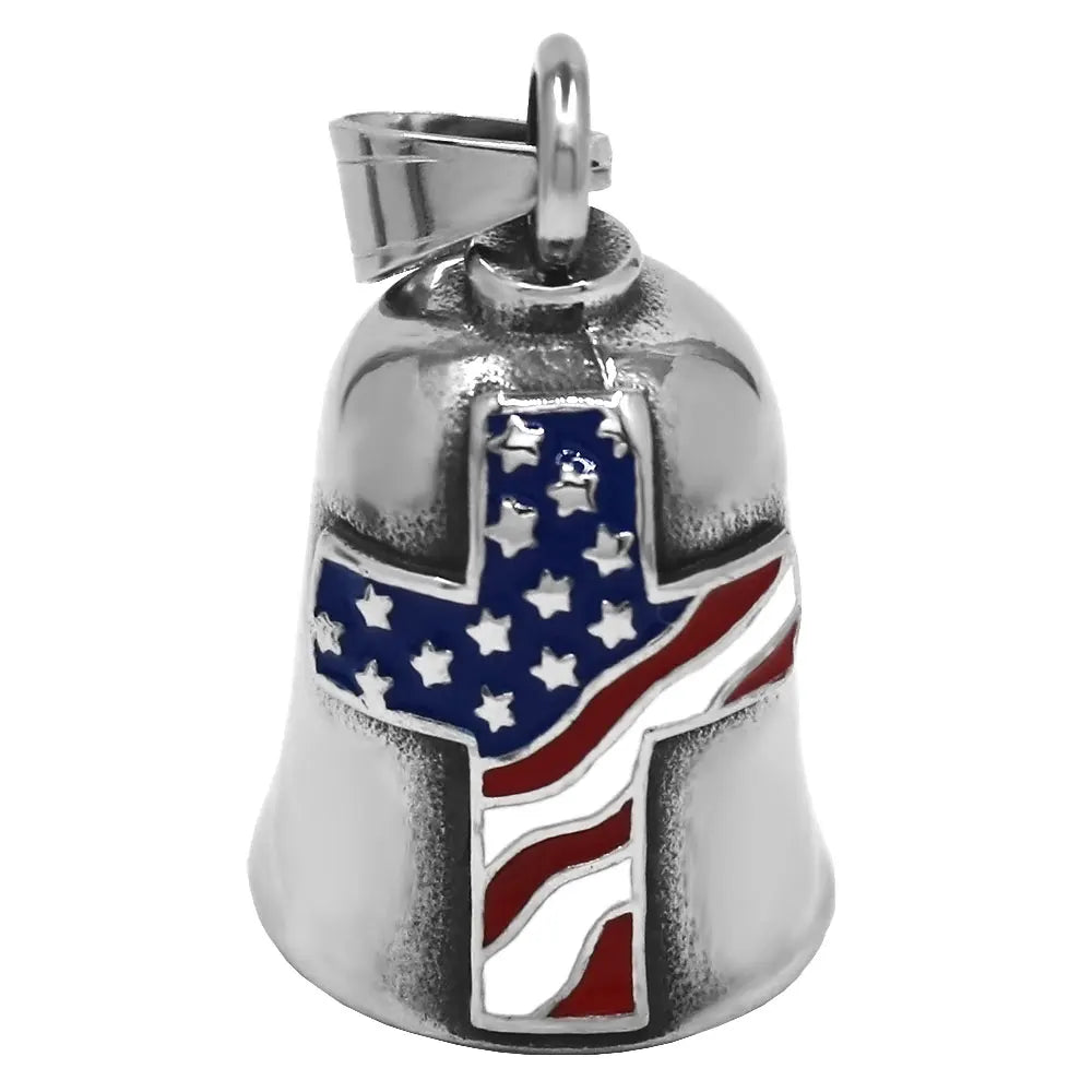 Fashion Eagle Wing Motorcycle Rider Bell Pendant Stainless Steel Route 66 Norse Viking Cross Rose Skull Bell Christmas Gift