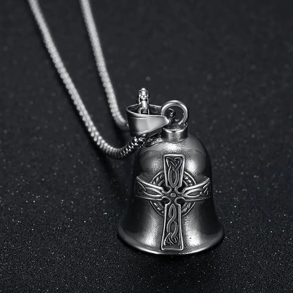 Fashion Angel Wings Motorcycle Bell Pendant Punk Rock Men's Riding Party Amulet Exorcism Jewelry