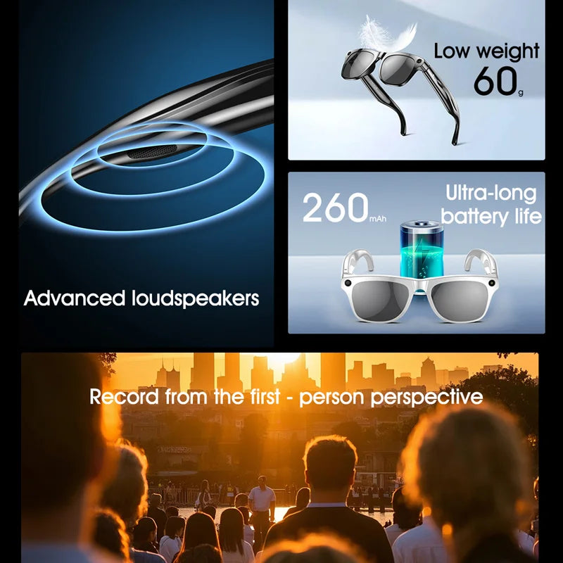 4K AI Smart Photochromic Glasses Multifunction Camera Bluetooth Call Voice Assistant Music Player Translate Glasses For Xiaomi