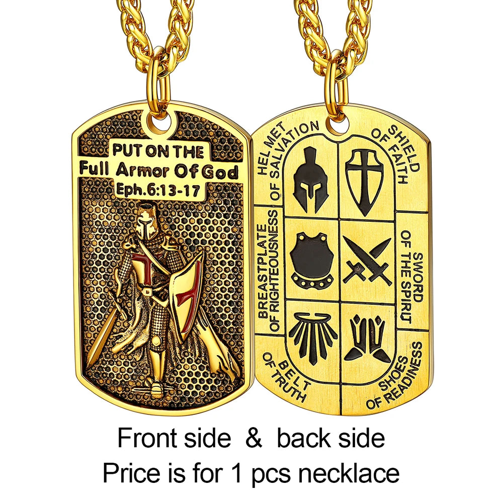U7 Stainless Steel Templar Necklaces for Men Knight Cross Sheild Tag 3D Embossed Amulet Symbol Christian Unisex Jewelry Gift    qykyai-sq.myshopify.com