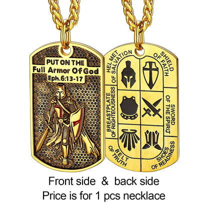 U7 Stainless Steel Templar Necklaces for Men Knight Cross Sheild Tag 3D Embossed Amulet Symbol Christian Unisex Jewelry Gift    qykyai-sq.myshopify.com