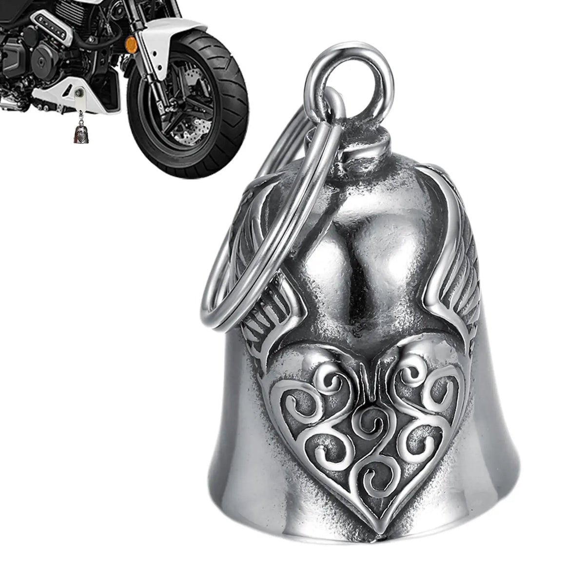 Lucky Bell Pendant Heart Wing Motorcycle Bell Motorcycle Bell Pendant Motorcycle Riding Guardiann Bell Jewelry Accessorie