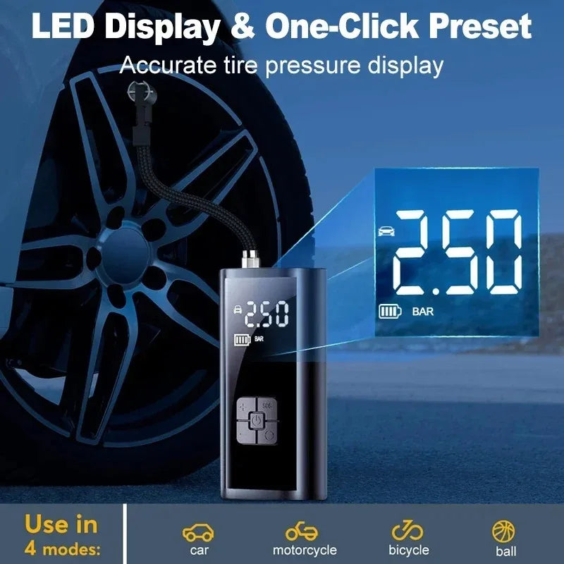 EAFC Portable Tire Inflator Rechargeable Electric Inflator For Car Bicycle Digital Air Compressor Football Ball Inflator Pump