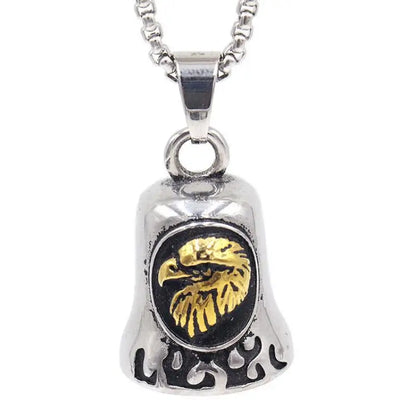 Men's Punk Cool Eagle Bell Pendant Bicycle Motorcycle Riding Rock Party Necklace Locomotive Exhibition Jewelry Accessories