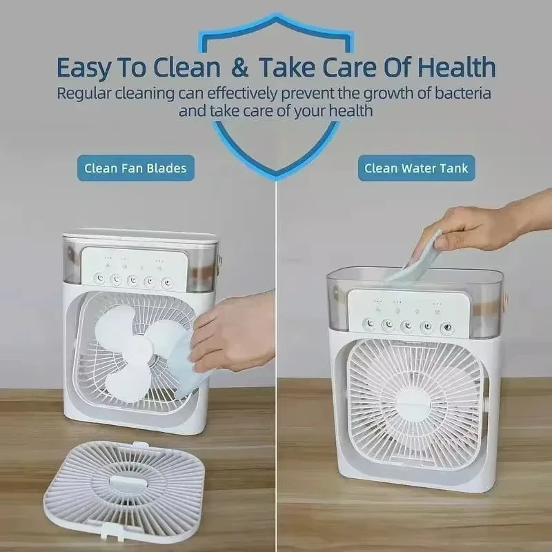 Xiaomi New 3-in-1 Fan Air Conditioner Household Small Air USB Electric Fan Air Cooler LED Night Light Water Mist Office Home