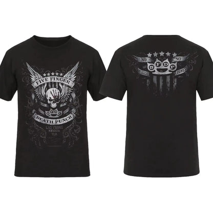 2025 Fashion Men T Shirt Double-sided Biker Skully Black By Five Finger Death Punch T-shirt Graphic Youth Cloth Streetwear S-3XL