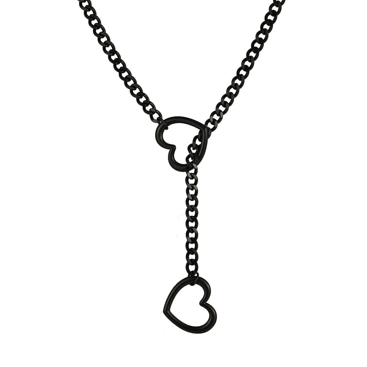 Adjustable Stainless Steel Cuban Link Necklace With Heart-shaped O-ring - Punk Rock Style Nice For Daily And Party Wear