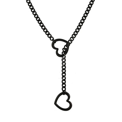 Adjustable Stainless Steel Cuban Link Necklace With Heart-shaped O-ring - Punk Rock Style Nice For Daily And Party Wear