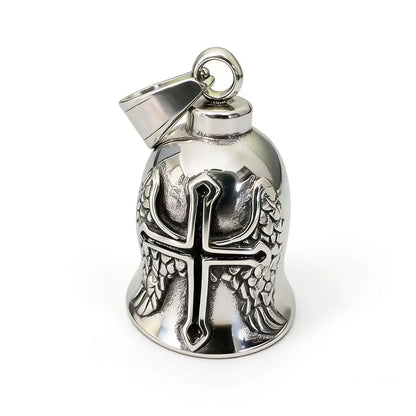 HNSP 316L Stainless Steel Gremlin Bell Biker Guardian Bell for Motorcycle, Luck Protection Pendant Men Gift Box Set