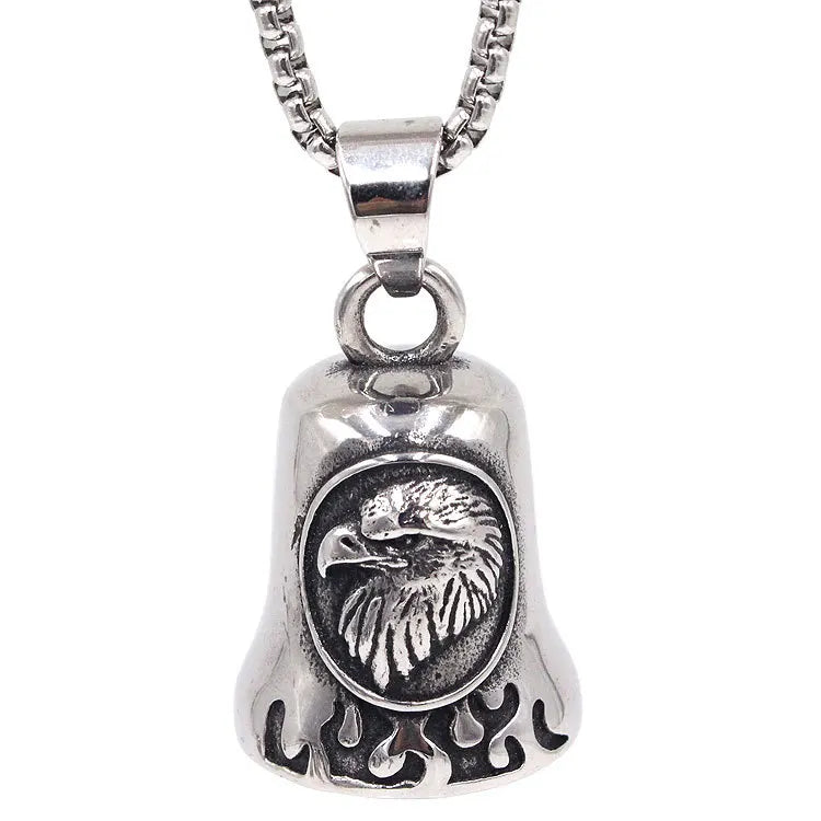 Men's Punk Cool Eagle Bell Pendant Bicycle Motorcycle Riding Rock Party Necklace Locomotive Exhibition Jewelry Accessories