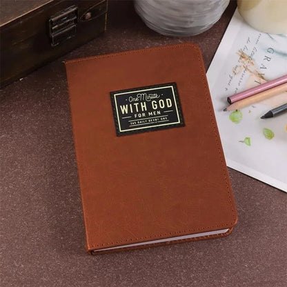 One Minute with God Daily Prayer Book for Men, 365-Day Brown Leather Devotional Journal, Christian Gift for Fathers & Brothers