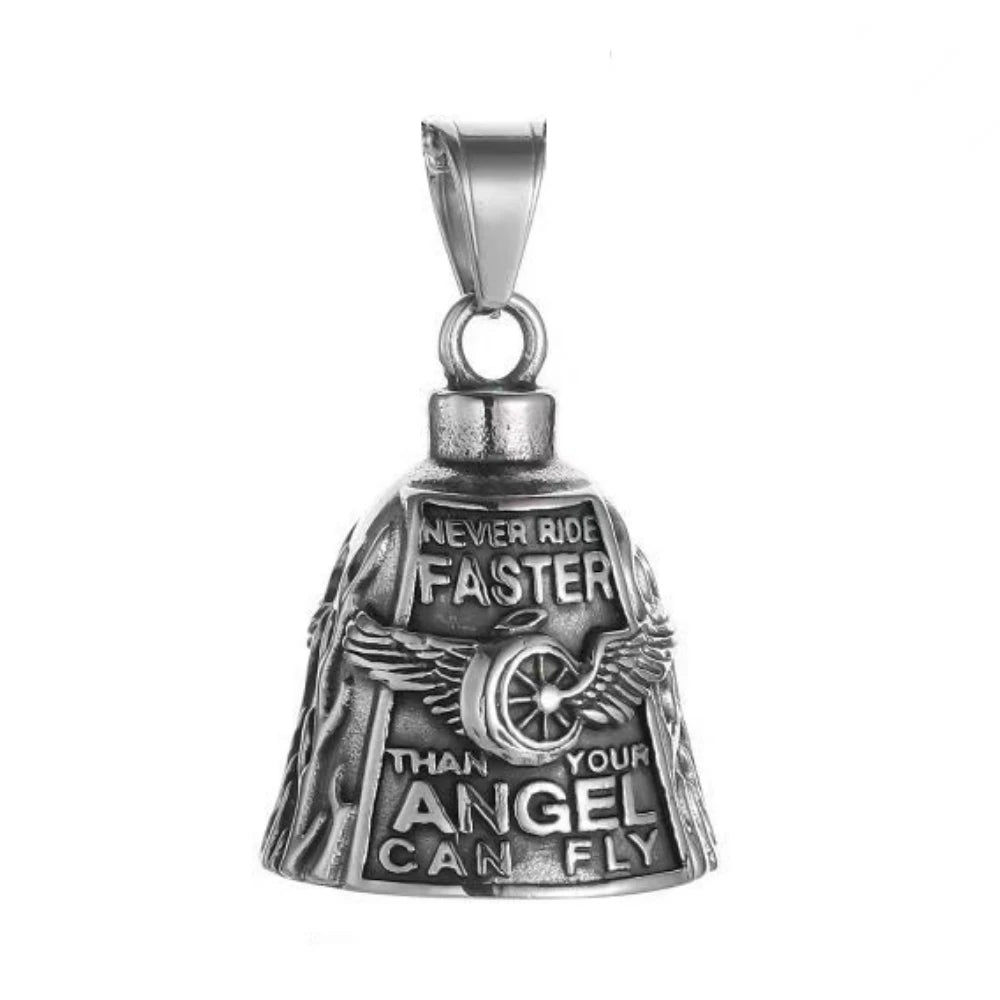 Fashion Eagle Wing Motorcycle Rider Bell Pendant Stainless Steel Route 66 Norse Viking Cross Rose Skull Bell Christmas Gift