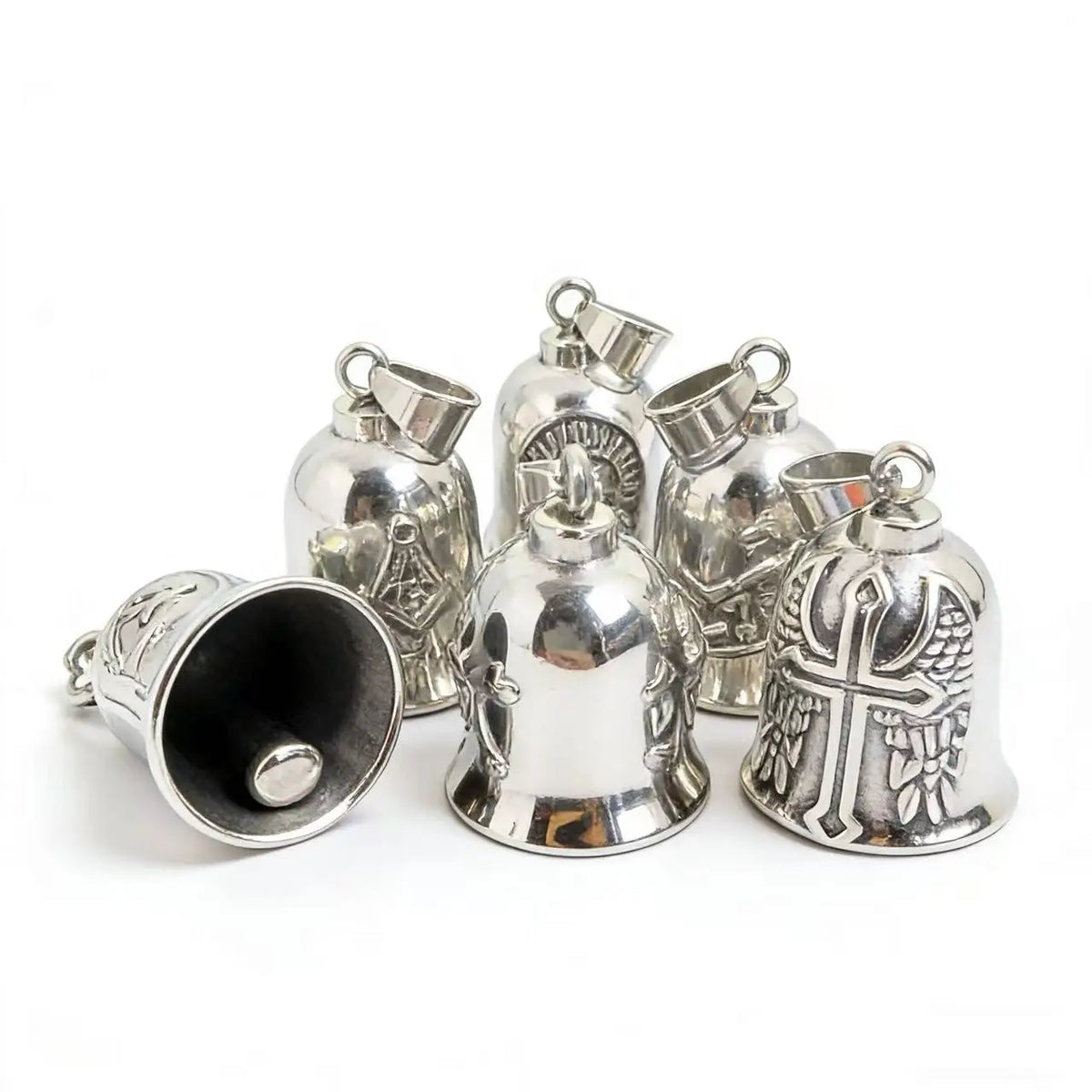 HNSP 316L Stainless Steel Gremlin Bell Biker Guardian Bell for Motorcycle, Luck Protection Pendant Men Gift Box Set