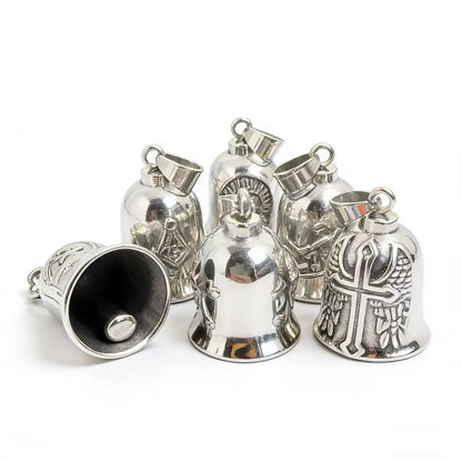 HNSP 316L Stainless Steel Gremlin Bell Biker Guardian Bell for Motorcycle, Luck Protection Pendant Men Gift Box Set