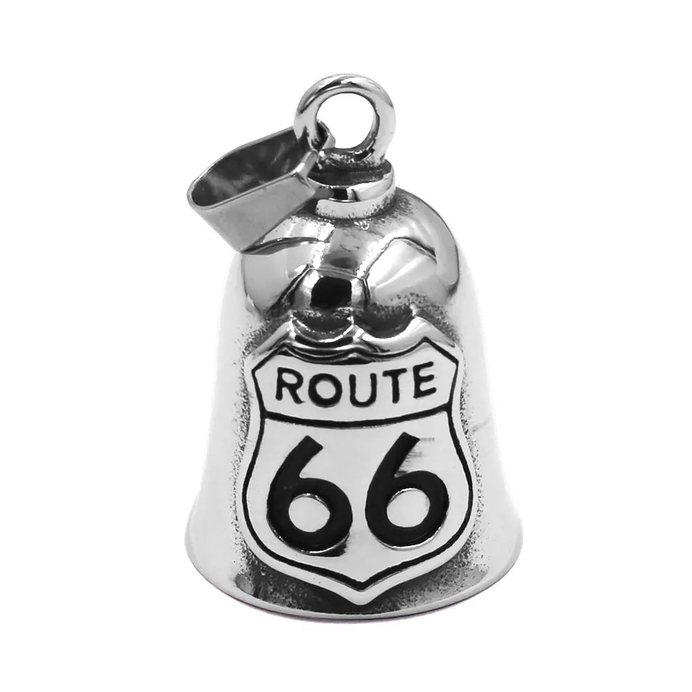 Fashion Eagle Wing Motorcycle Rider Bell Pendant Stainless Steel Route 66 Norse Viking Cross Rose Skull Bell Christmas Gift