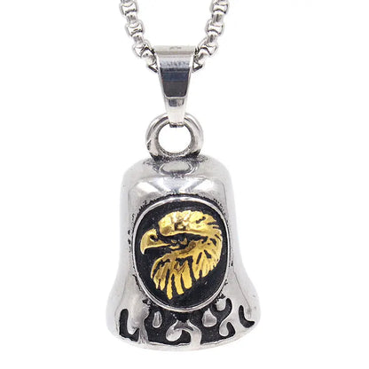 Men's Punk Cool Eagle Bell Pendant Bicycle Motorcycle Riding Rock Party Necklace Locomotive Exhibition Jewelry Accessories