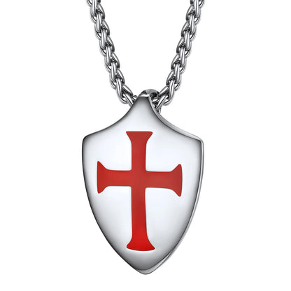 U7 Stainless Steel Templar Necklaces for Men Knight Cross Sheild Tag 3D Embossed Amulet Symbol Christian Unisex Jewelry Gift    qykyai-sq.myshopify.com