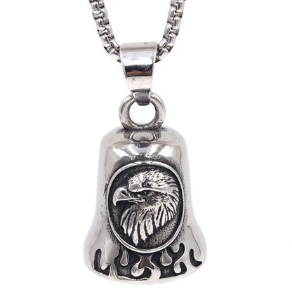 Men's Punk Cool Eagle Bell Pendant Bicycle Motorcycle Riding Rock Party Necklace Locomotive Exhibition Jewelry Accessories