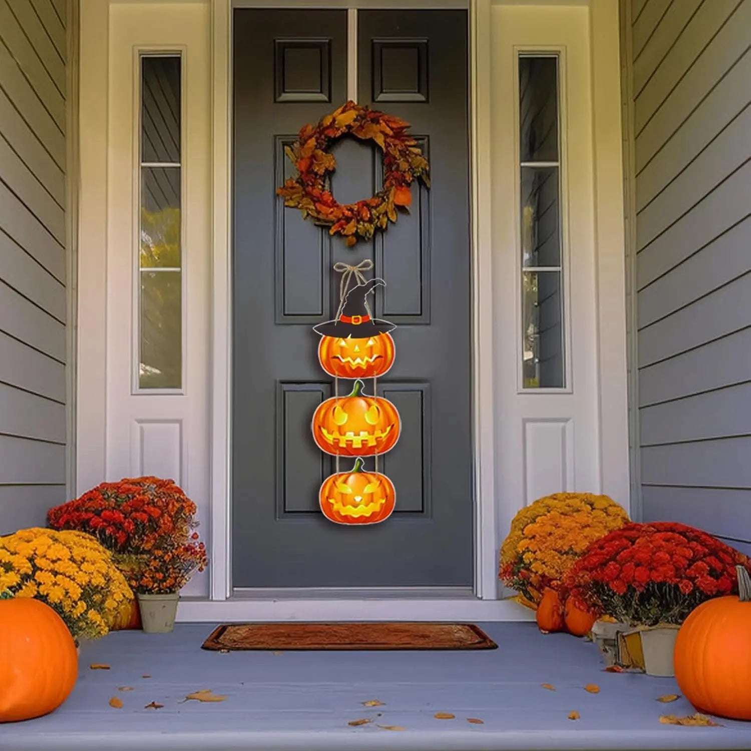 Halloween Hanging Sign Festive Pumpkin Bat and Skull Designs for Home Door Wall Yard Decor  Decor Party Outdoor Indoor Supplies