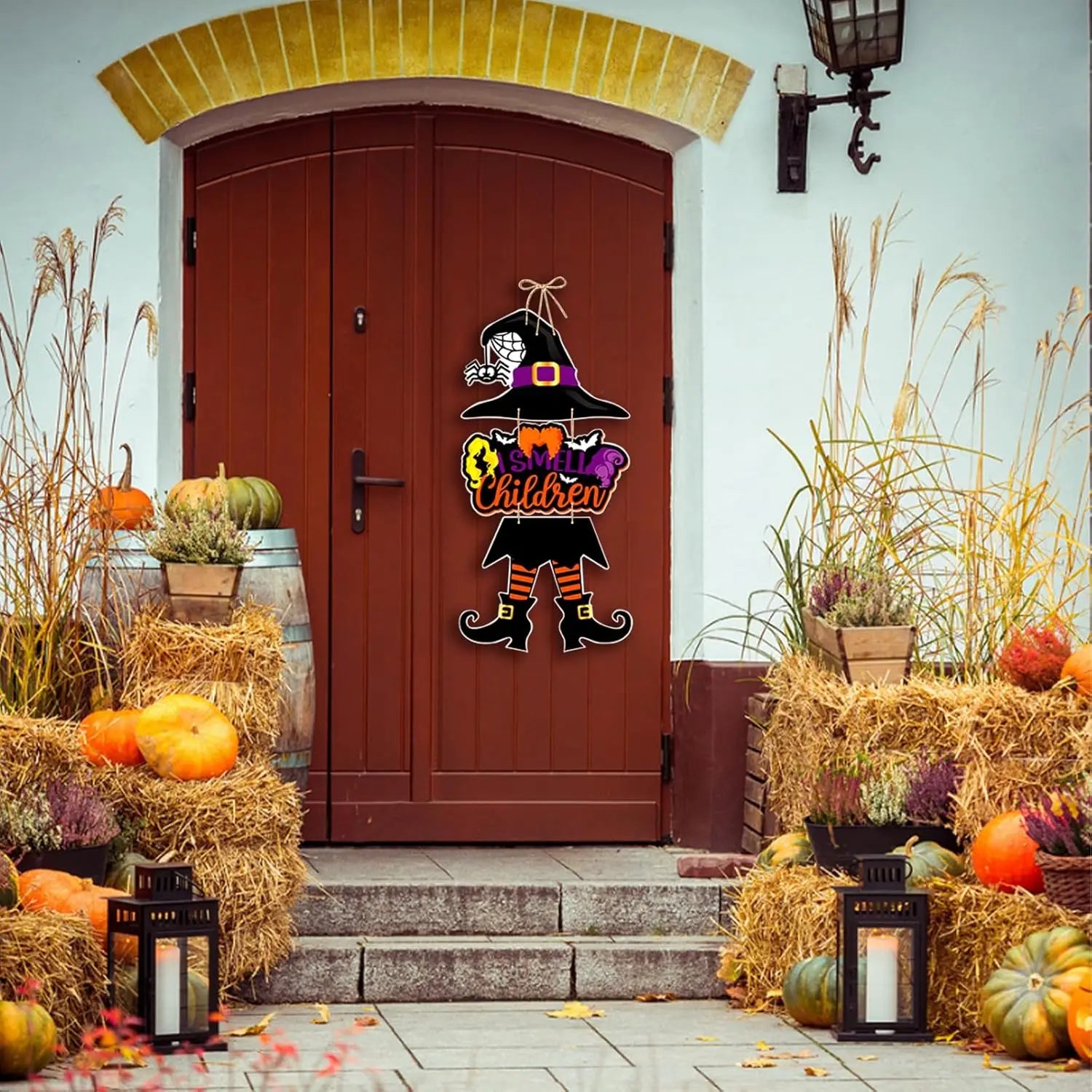 Halloween Hanging Sign Festive Pumpkin Bat and Skull Designs for Home Door Wall Yard Decor  Decor Party Outdoor Indoor Supplies