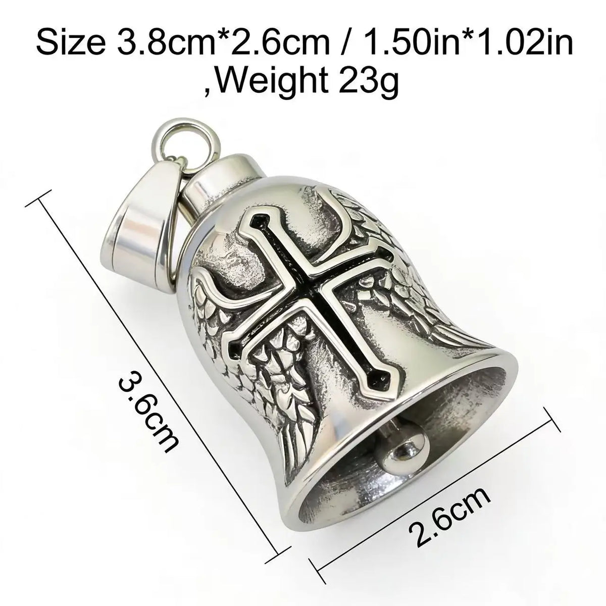 HNSP 316L Stainless Steel Gremlin Bell Biker Guardian Bell for Motorcycle, Luck Protection Pendant Men Gift Box Set