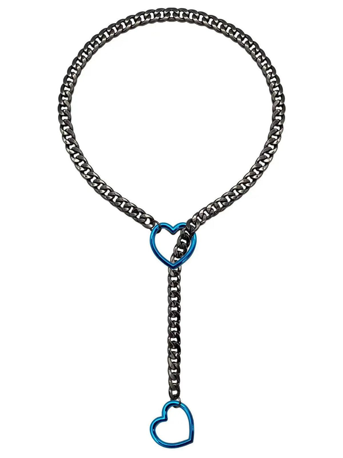 Adjustable Stainless Steel Cuban Link Necklace With Heart-shaped O-ring - Punk Rock Style Nice For Daily And Party Wear