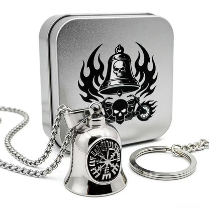 HNSP 316L Stainless Steel Gremlin Bell Biker Guardian Bell for Motorcycle, Luck Protection Pendant Men Gift Box Set