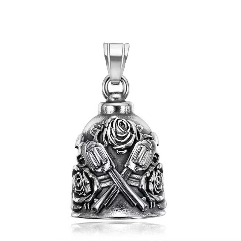 Fashion Eagle Wing Motorcycle Rider Bell Pendant Stainless Steel Route 66 Norse Viking Cross Rose Skull Bell Christmas Gift
