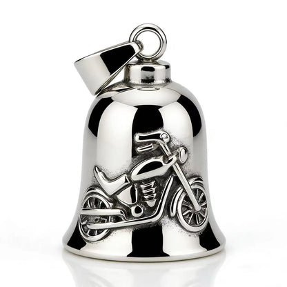 HNSP 316L Stainless Steel Gremlin Bell Biker Guardian Bell for Motorcycle, Luck Protection Pendant Men Gift Box Set