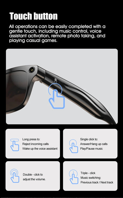 4K AI Smart Photochromic Glasses Multifunction Camera Bluetooth Call Voice Assistant Music Player Translate Glasses For Xiaomi