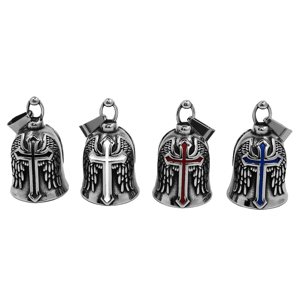 Eagle Biker Cross Jesus Bell Pendant Stainless Steel Norse Viking Warrior Spartacus Helmet Rose Lady Rider Saint Mary Jewelry