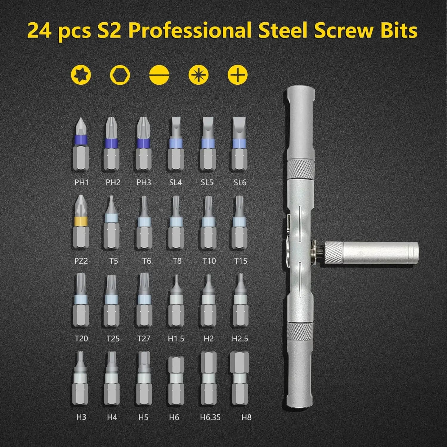 VMAN 24in1 Multifunction Ratchet Screwdriver Set Multi Magnetic Bits Mini Repair Tool Kit Household Tool For PC & Desk Etc.