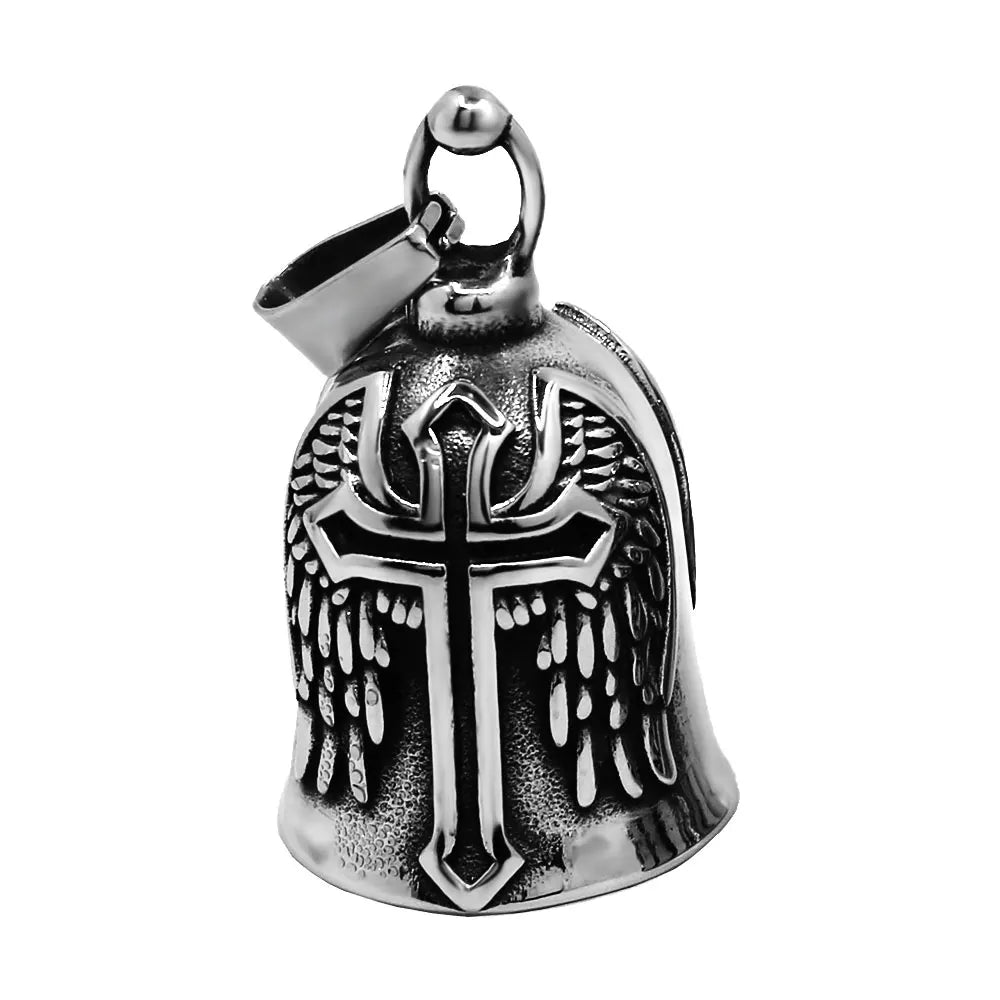 Eagle Biker Cross Jesus Bell Pendant Stainless Steel Norse Viking Warrior Spartacus Helmet Rose Lady Rider Saint Mary Jewelry