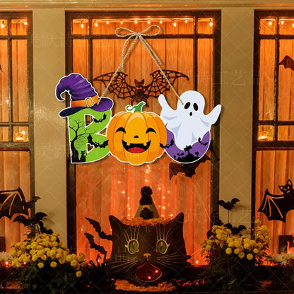 Halloween Hanging Sign Festive Pumpkin Bat and Skull Designs for Home Door Wall Yard Decor  Decor Party Outdoor Indoor Supplies