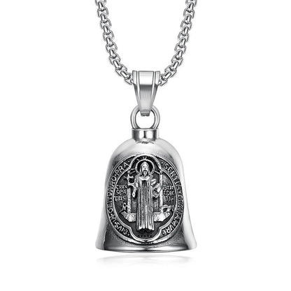 New Stainless Steel Motorcycle Bell Angel Wings Bell Pendant Necklace For Biker Fashion Lucky Amulet Jewelry Gifts Dropshipping