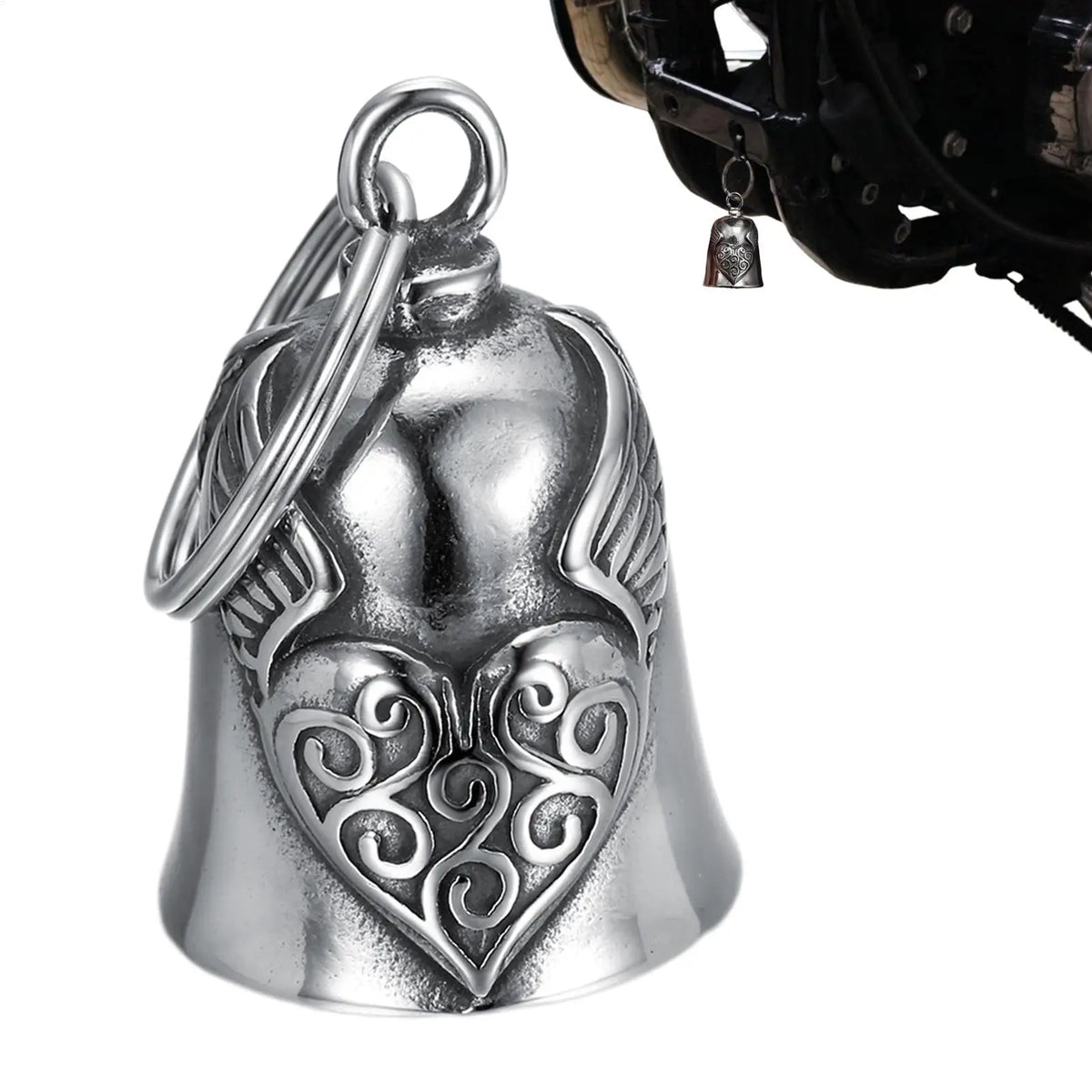 Lucky Bell Pendant Heart Wing Motorcycle Bell Motorcycle Bell Pendant Motorcycle Riding Guardiann Bell Jewelry Accessorie