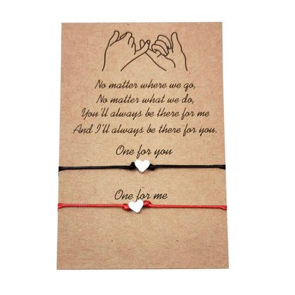 Heart-shaped Sunflower Wax Line Hand-woven Couple Friendship Card Bracelet