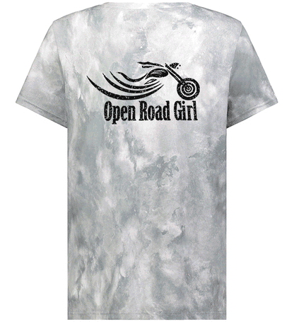 Open Road Girl Cloud Print Vneck Short Sleeve Tee, 4 COLORS
