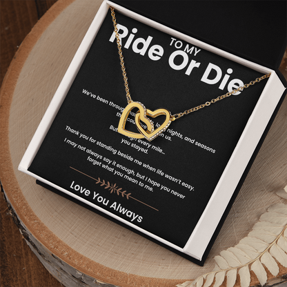 To My Ride or Die - Connected Hearts Necklace