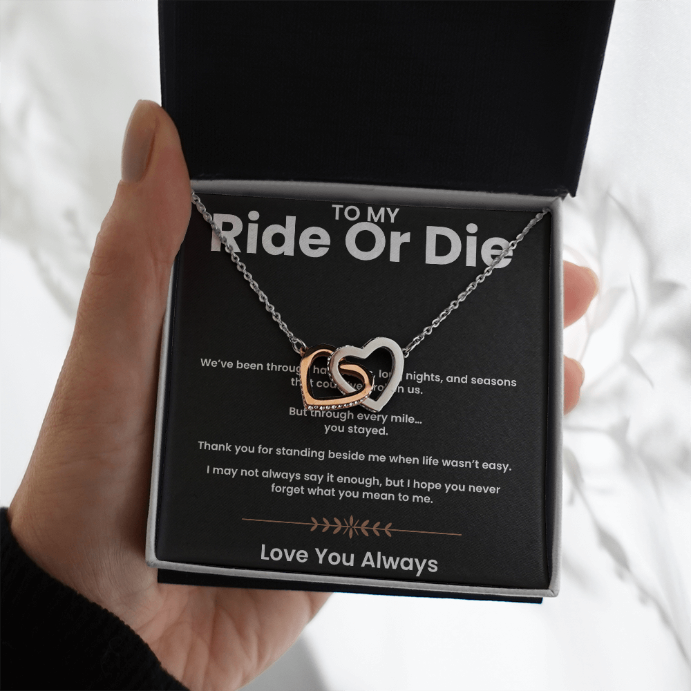 To My Ride or Die - Connected Hearts Necklace