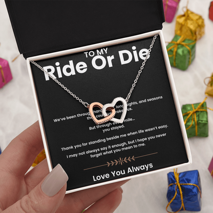 To My Ride or Die - Connected Hearts Necklace