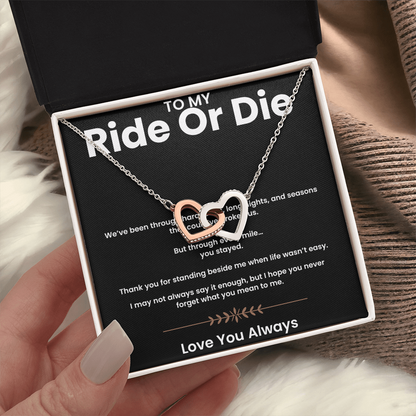 To My Ride or Die - Connected Hearts Necklace