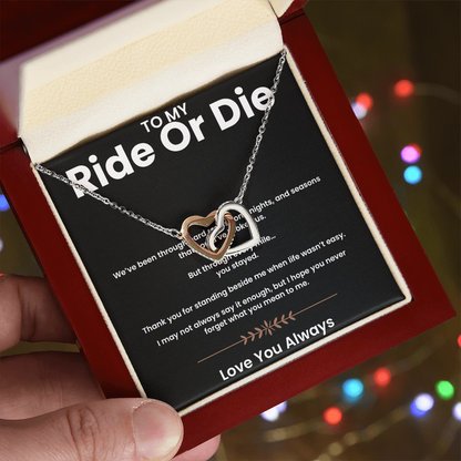 To My Ride or Die - Connected Hearts Necklace