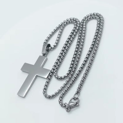 American Flag Necklace Cross Pendant Enamel USA Flag Stainless Steel Patriotic Christian Jewelry Men Gold Steel Color Long Chain